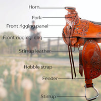 Hulara Western Saddle Tooled Genuine Leather Horse Saddle Carved Comfy Seat Size 16 Inch Western Saddle for Horses Barrel Racing Saddle - 5