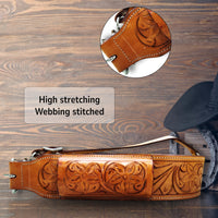 Hulara Western Carved Leather Rear Flank Back Saddle Girth Cinch Belt with Bucking Strap Comfytack |Premium Flank Cinch Belt Leather Horse Girth, Tan - 3