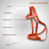 Wonder Care Genuine English Leather Crossover Crossunder Bitless Bridle for Horse Headstall with Reins - 6