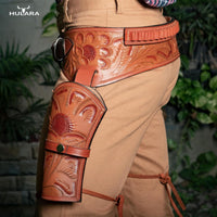 Hulara Leather Western Gun Holster Belt Full Grain Buff  Heritage Rough Rider Gun Belt Cowboy Holster Ruger Wrangler Hol