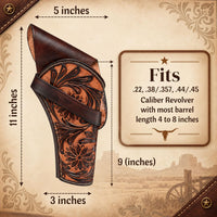 Hulara Genuine Leather Cross Draw Holster Gun Holder 22 .38/357 .44/45 Cal Revolver Western Rough Rider Psitol Holster F