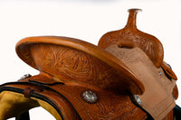 Hulara Western Saddle Tooled Genuine Leather Horse Saddle Carved Comfy Seat Size 15 Inch Western Saddle for Horses Barrel Racing Saddle - 5