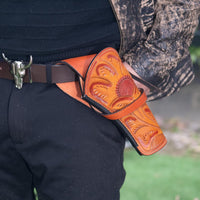 Hulara Genuine Leather Cross Draw Holster Gun Holder 22 .38/357 .44/45 Cal Revolver Western Rough Rider Psitol Holster Fit 4" to 8" - 9