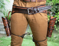 Hulara Western Gun Holster .45 Auto .45 ACP 44/45 Caliber Cowboy Holster for Revolver Full Grain Buff Leather Gun Holster with Belt for Men - 8