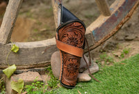 Hulara Genuine Leather Cross Draw Holster Gun Holder 22 .38/357 .44/45 Cal Revolver Western Rough Ri - 19