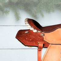 Hulara Western Saddle Tooled Genuine Leather Horse Saddle Carved Comfy Seat Size 14 Inch Western Saddle for Horses Barrel Racing Saddle - 2