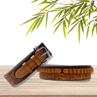Hulara Full Grain Buff Leather Ammo Belt 22 Cartridge Belt Western Ammo Case Bullet Ammo Loops for M