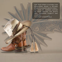 Hulara Western Genuine Leather Spur Straps, Genuine Leather, Antique Hand Tooling, Adjustable Stainless Steel Buckle - 5