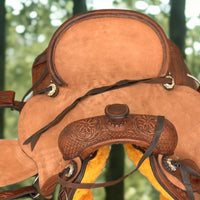 Hulara Western Horse Saddle Tooled Genuine Leather Horse Saddle Carved Comfy Seat Western Saddle for Horses Barrel Racing Saddle - 2