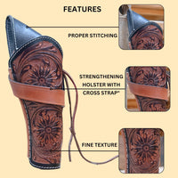 Hulara Genuine Leather Cross Draw Holster Gun Holder 22 .38/357 .44/45 Cal Revolver Western Rough Rider Psitol Holster Fit 4" to 8" - 8