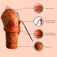 Hulara Full Grain Buff Leather Cross Draw Holster Gun Holder 22 .38/357 .44/45 Cal Revolver Gun Western Holster Fit 4