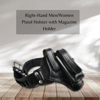 Hulara Full Grain Leather Revolver Carry Case – Durable Black Belt Cover for Safe Transport and Storage for Men Women Pistol Holsters, Gun Holders for Magzine, Colt Gun - 4