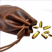 Hulara-Genuine Cowhide Leather Drawstring Shell Pouch Shotgun Ammo Storage Pouch Rifle Ammunition Am - 7