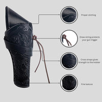 Hulara Genuine Leather Cross Draw Holster Gun Holder 22 .38/357 .44/45 Cal Revolver Western Rough Ri - 30