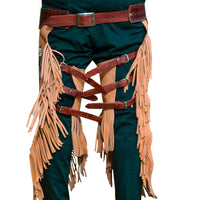 Hulara Suede Leather Western Cowboy Chaps for Men/Womens Chaps Hunting Protective Chaps with Yoke Set - 2