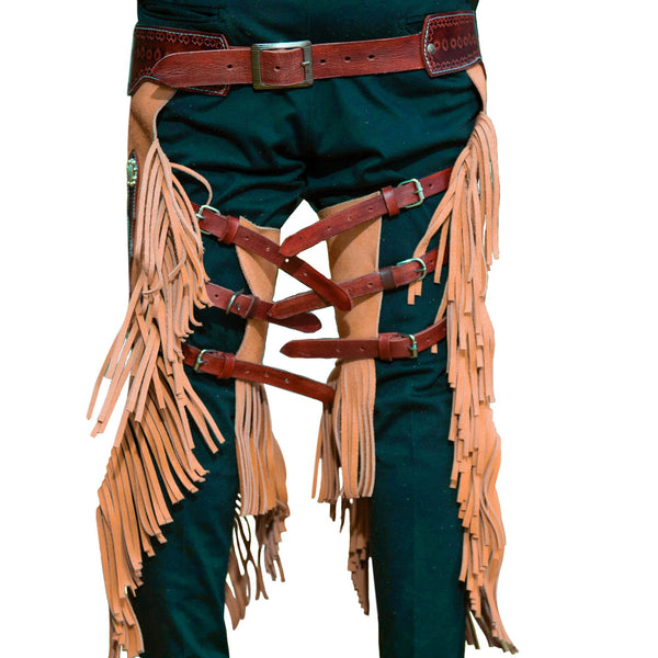 Hulara Suede Leather Western Cowboy Chaps for Men/Womens Chaps Hunting Protective Chaps with Yoke Set