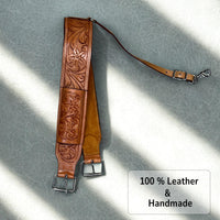 Hulara Western Carved Leather Rear Flank Back Saddle Girth Cinch Belt with Bucking Strap Comfytack |Premium Flank Cinch Belt Leather Horse Girth, Tan - 5