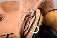 Hulara Western Saddle Tooled Genuine Leather Horse Saddle Carved Comfy Seat Size 14 Inch to 18 Inch Western Saddle for Horses Barrel Racing Saddle - 5