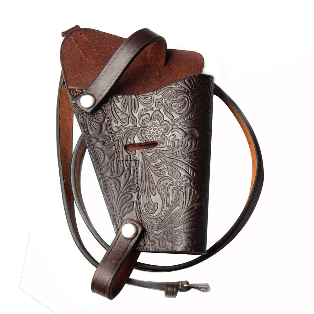 Hulara Western Shoulder Holster Cowboy Buff Leather for Glock 1911 Holster Right Hand Gun Holster Craved Concealed Carry Pist