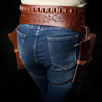 Hulara Full Grain DD Harness Leather Western Gun Holster Belt for Men Heritage Rough Rider 357 Magnum Holster Cowboy Gun Belt .38/.357 Cal - 6