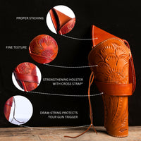 Hulara Genuine Leather Cross Draw Holster Gun Holder 22 .38/357 .44/45 Cal Revolver Western Rough Ri - 47