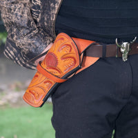 Hulara Full Grain Buff Leather Cross Draw Holster Gun Holder 22 .38/357 .44/45 Cal Revolver Gun Western Holster Fit 4" to 8" Revolver Holster - 7