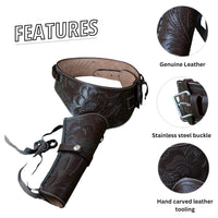 Hulara Western Gun Belt with Holsters for Heritage Rough Rider| Cowboy Holster Belt|Revolver Holster with Belt Full Grai