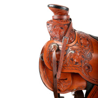 Hulara Western Saddle Tooled Genuine Leather Horse Saddle Carved Comfy Seat Size 14 Inch Western Saddle for Horses Barrel Racing Saddle - 3