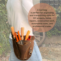 Hulara Brown Full Grain Leather Florist Tool Bag for Gardener Farmer Tools Holster With Adjutable Belt for Florists, Small Carpenter Electrician Organizer Kit. - 6