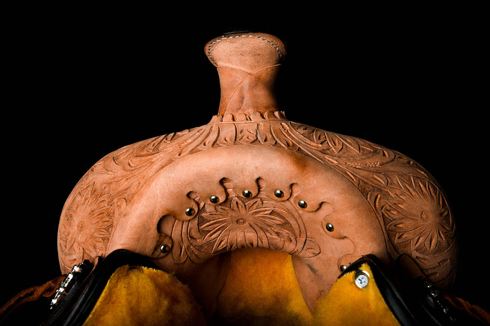 Hulara Western Saddle Tooled Genuine Leather Horse Saddle Carved Comfy Seat Size Western Saddle for  - 4