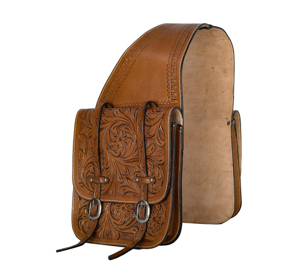 Hulara Full Grain Buffalo Leather Western Saddle Bag Tooled Horse Saddle Bag for Trail Riding Saddle Carrier Bag for Horses