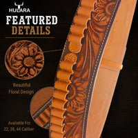 Hulara Full Grain Buff Leather Ammo Belt 22 Cartridge Belt Western Ammo Case Bullet Ammo Loops for M