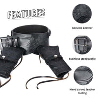 Hulara Full Grain Buff Leather 22 Caliber Western Holster for Heritage Rough Rider, Gun Belt, Cowboy, Wrangler, 22 Revolver (Black Right Side, Size-2(38-40 Inch)) - 3