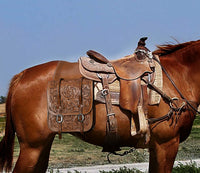 Hulara Full Grain Buffalo Leather Western Saddle Bag Tooled Horse Saddle Bag for Trail Riding Saddle Carrier Bag for Horses - 2