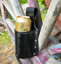 Hulara Beer Holder Full Grain Buff Leather Beer Holster Bottle Holster for Men Cowboy for Travel/Outdoor Beer Bottle Holder Belt Buckle - 5