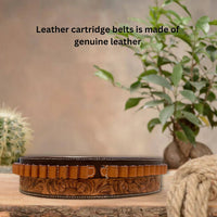 Hulara Genuine Leather Ammo Loops Gun Holster Belt - Brown, Size-4(46-48) Inch - Heavy Duty, Metal B - 4
