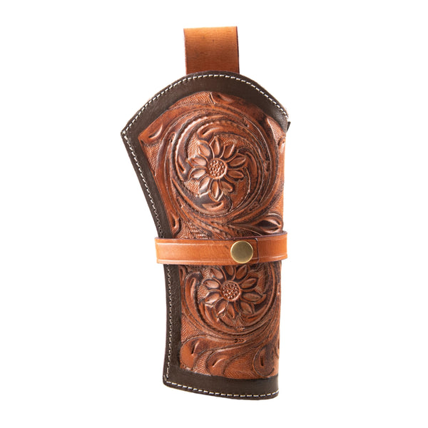 Hulara Full Grain Buff Leather Cross Draw Gun Holder 22 .38/357 .44/45 Cal Revolver Gun Western Holster Fit 4" to 8" Revolver Holster
