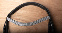 Hulara Top Grain Cowhide Leather English Bridle Snaffle Crossover Figure 8 Horse Bridle Rhinestone Browband and Flash Noseband Horse Bit Bridle with Reins Bridles for Horses - 6