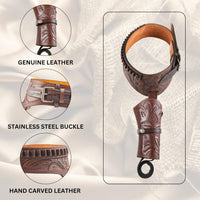 Hulara Genuine Leather Western Gun Belt Concealed Carry Gun Holster Belt for Men Women Cowboy Costume Revolver Holster Pistol Tactical Hoslter - 2