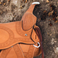 Hulara Western Saddle Tooled Genuine Leather Horse Saddle Carved Comfy Seat Size 17 Inch Western Saddle for Horses Barrel Racing Saddle - 4