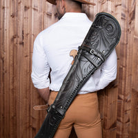 Hulara Genuine Handcraft Leather Rifle Case Western Scabbard fits 16 to 20 Inch Barrel Length Lever Action Rifle Shotgun Sheath Winchester Case for Wild Bunch Shooting - 6