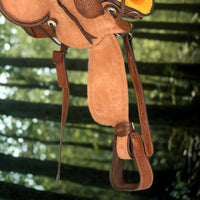 Hulara Western Horse Saddle Tooled Genuine Leather Horse Saddle Carved Comfy Seat Western Saddle for Horses Barrel Racing Saddle - 3
