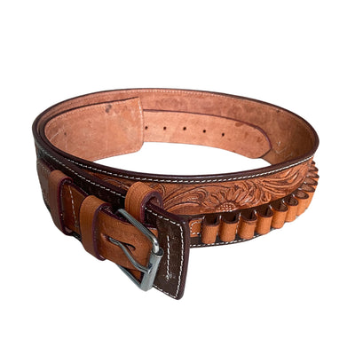 Hulara Pistol Cartridge Belt with Adjustable Ammo Bandolie Revolver Shotgun Shell Holder for Men/Women Cowboy Belt for 38 Cal