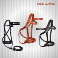 Wonder Care Genuine English Leather Crossover Crossunder Bitless Bridle for Horse Headstall with Reins - 8