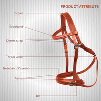 Wonder Care Genuine English Leather Crossover Crossunder Bitless Bridle for Horse Headstall with Reins - 8