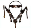 Hulara Top Grain Buff Leather Western Bridle and Breast Collar Set Tooled Headstall and Horse Breastcollar Western Tack Set Horse Breast Collar Western Bridle Sets Horse Headstall and Breast Collar