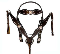 Hulara Top Grain Buff Leather Western Bridle and Breast Collar Set Tooled Headstall and Horse Breastcollar Western Tack Set Horse Breast Collar Western Bridle Sets Horse Headstall and Breast Collar
