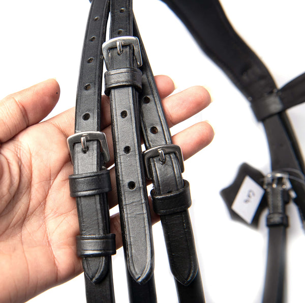 Hulara Top Grain Cowhide Leather English Bridle Snaffle Horse Bridle Noseband With Browband Horse Bit Bridle With Reins Bridles for Horses