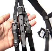 Hulara Top Grain Cowhide Leather English Bridle Snaffle Crossover Figure 8 Horse Bridle Rhinestone Browband and Flash Noseband Horse Bit Bridle with Reins Bridles for Horses - 4