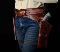 Hulara Genuine Leather Western Gun Belt Concealed Carry Gun Holster Belt for Men Women Cowboy Costume Revolver Holster Pistol Tactical Hoslter - 2